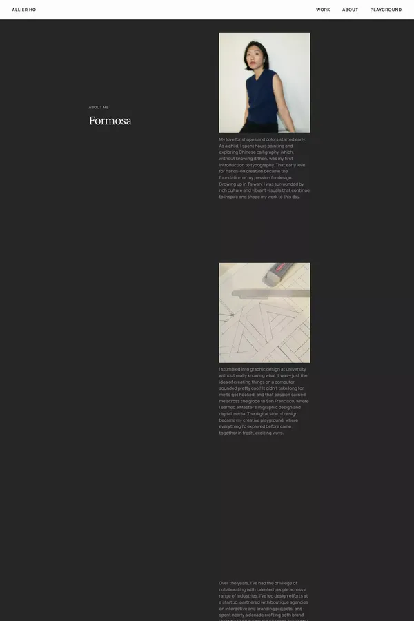 Work by Allier Ho - About Us  design inspiration