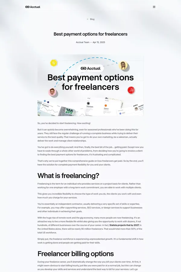 Best payment options for freelancers - Blog Post design inspiration