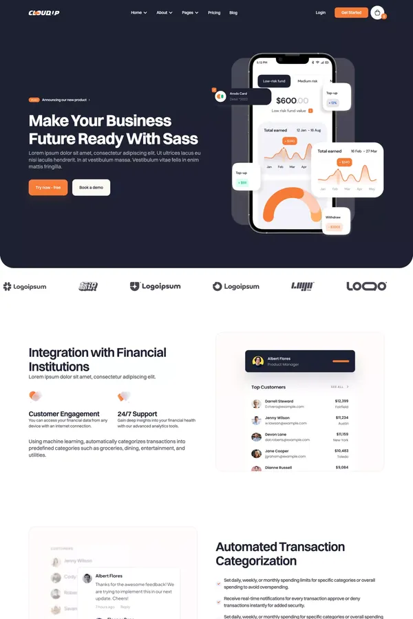 Cloudup - Webflow HTML website template - Template design inspiration