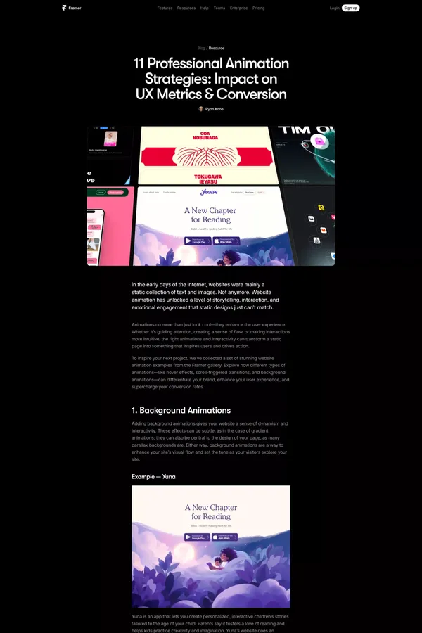 11 Best Website Animations to Boost Engagement â Framer Blog - Blog Post design inspiration
