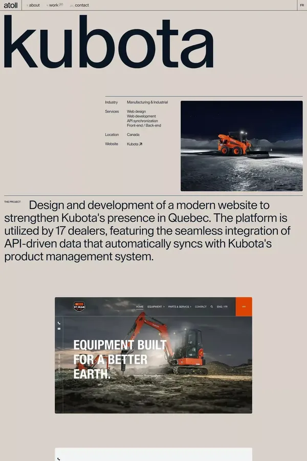 Kubota – Atoll Digital | Creative Montreal Web Design & Development Agency - Case Study design inspiration