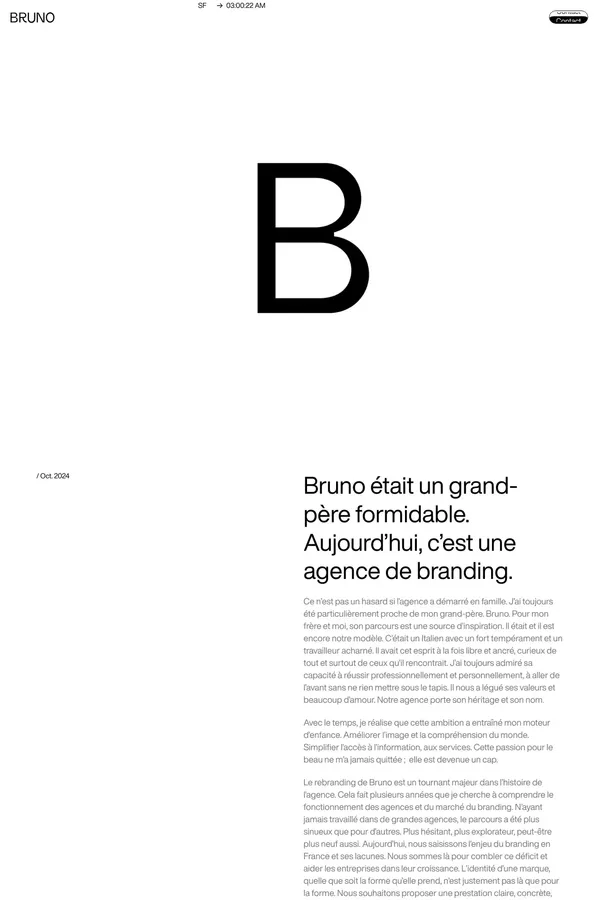 Bruno était un grand-père formidable. Aujourd’hui, c’est une agence de branding. | Bruno - Blog Post design inspiration