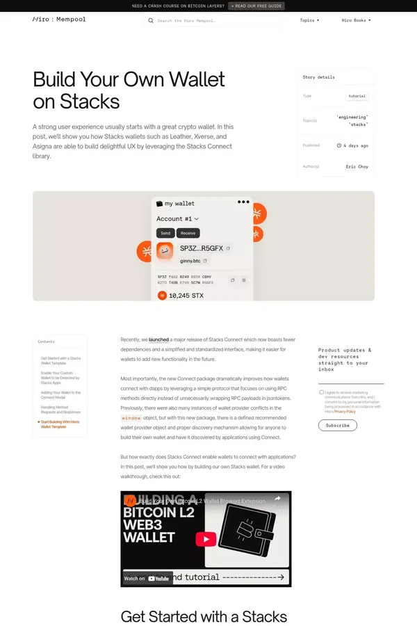 Build Your Own Wallet on Stacks - Blog Post design inspiration
