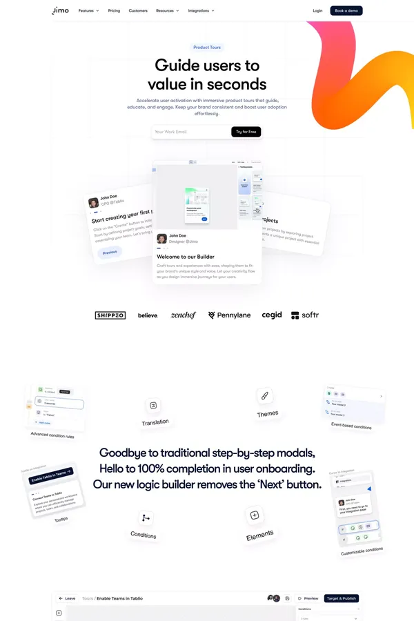 Craft Engaging Product Tour with our Onboarding Tool - Landing design inspiration