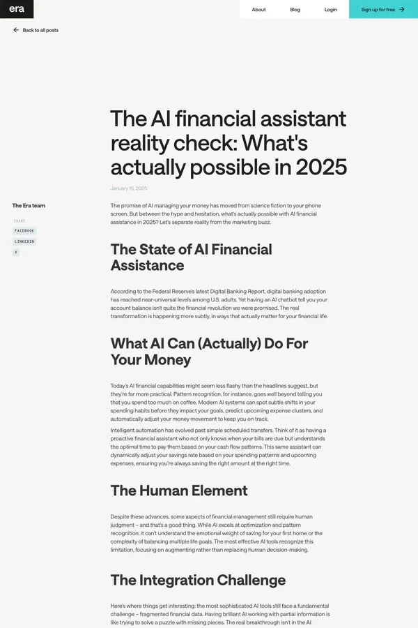 AI to make more of your money | Era - Blog Post design inspiration