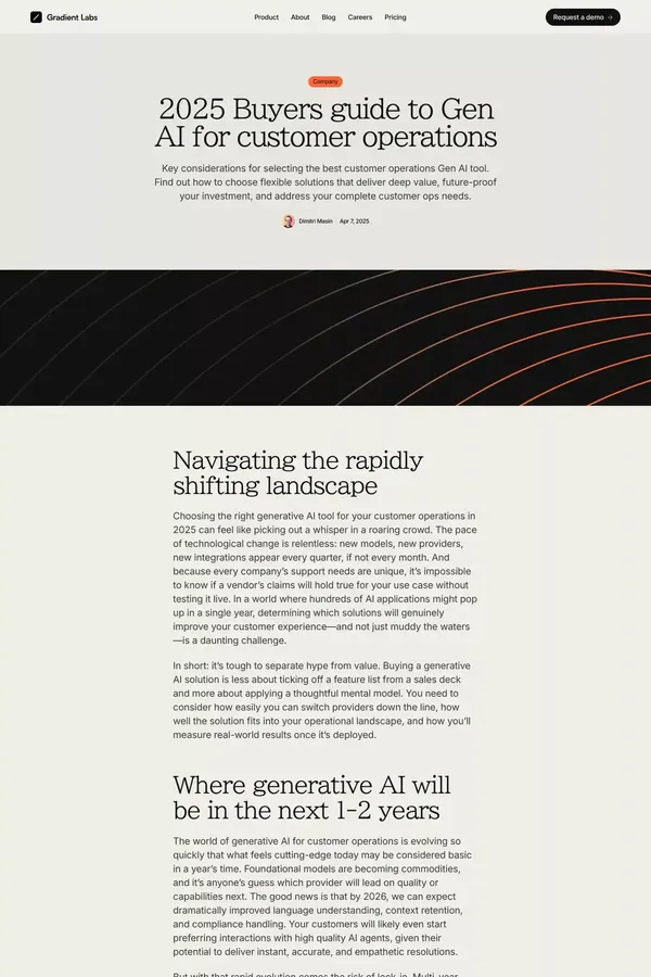 2025 Buyers guide to Gen AI for customer operations Â· Gradient Labs - Blog Post design inspiration