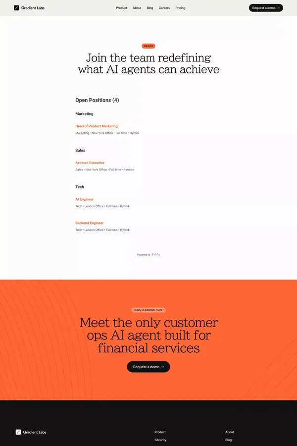 Gradient Labs Â· The only customer ops AI agent built for financial services - Career design inspiration