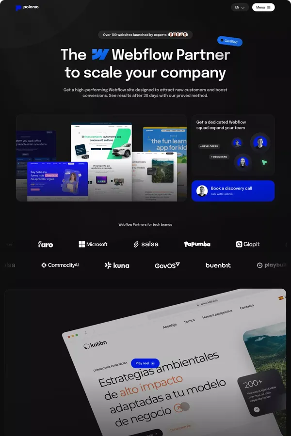 Polonio Webflow Agency for Startups - Website Design & Development - Landing design inspiration