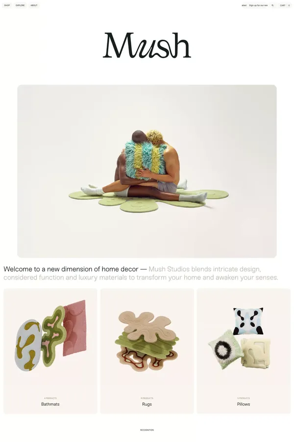 Mush Studios | Home Decor - Rugs and Pillows - Ecommerce design inspiration