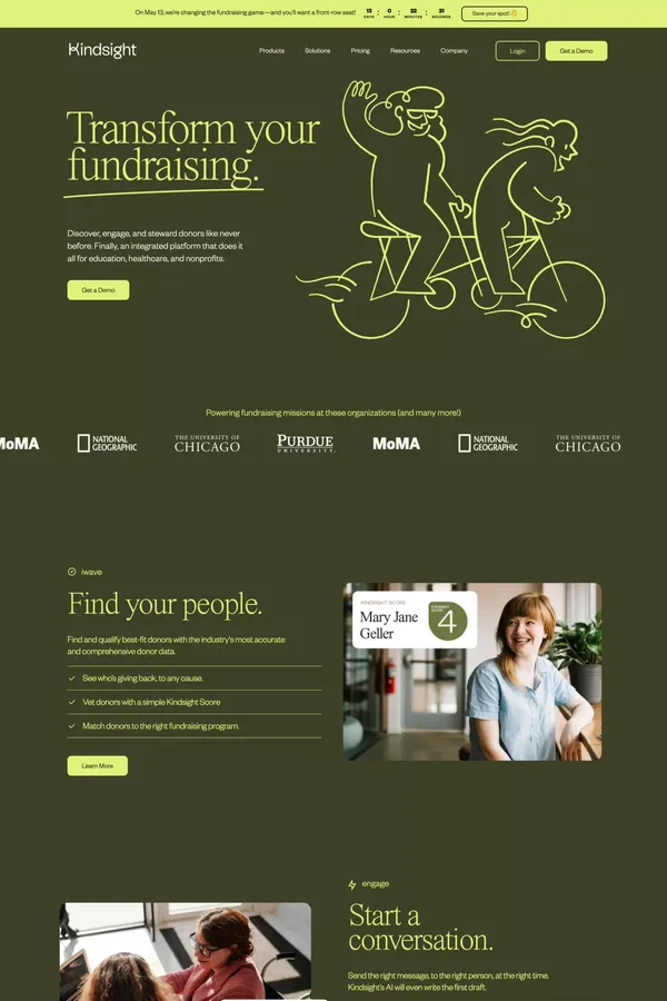 Kindsight - Making Fundraising Easier - Landing design inspiration