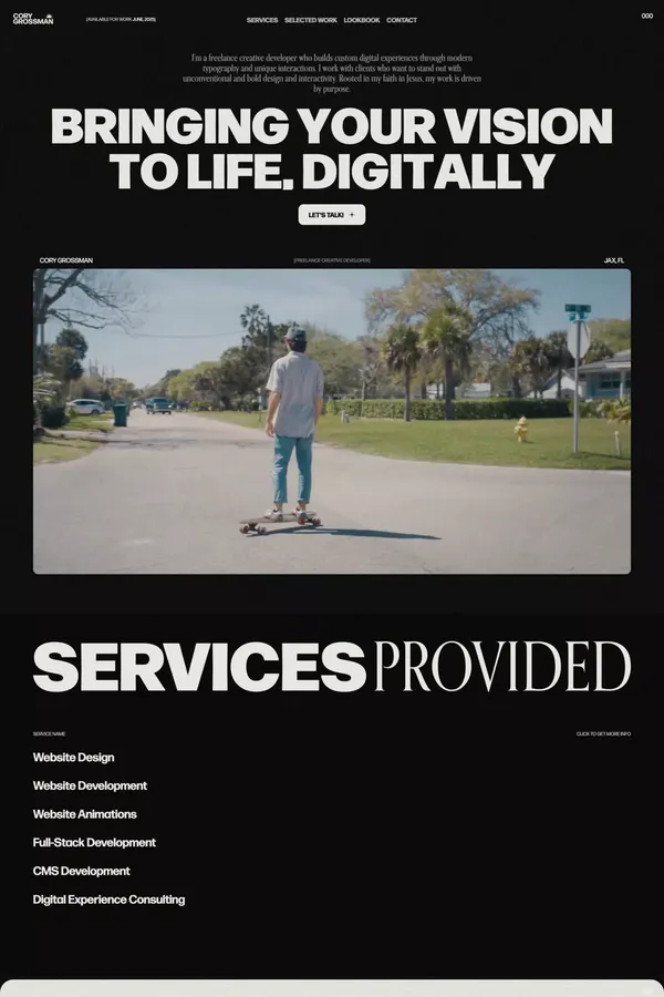 Cory Grossman - Freelance Creative Designer & Developer - Portfolio design inspiration