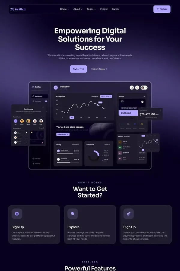 Zenithox - Professional Services Website Template - Template design inspiration