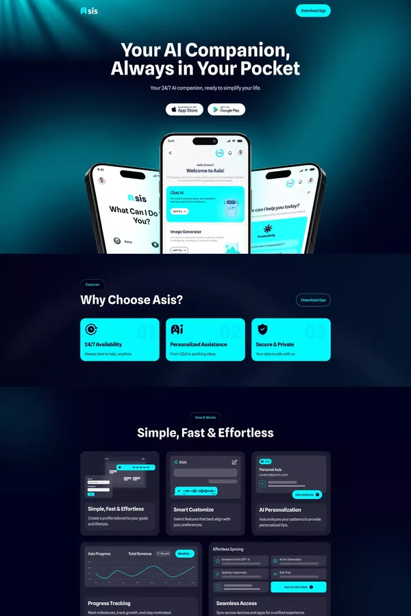 Asis - AI Personal Assistant Landing Page