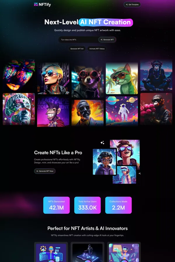NFTify - AI NFT Generator Landing Page