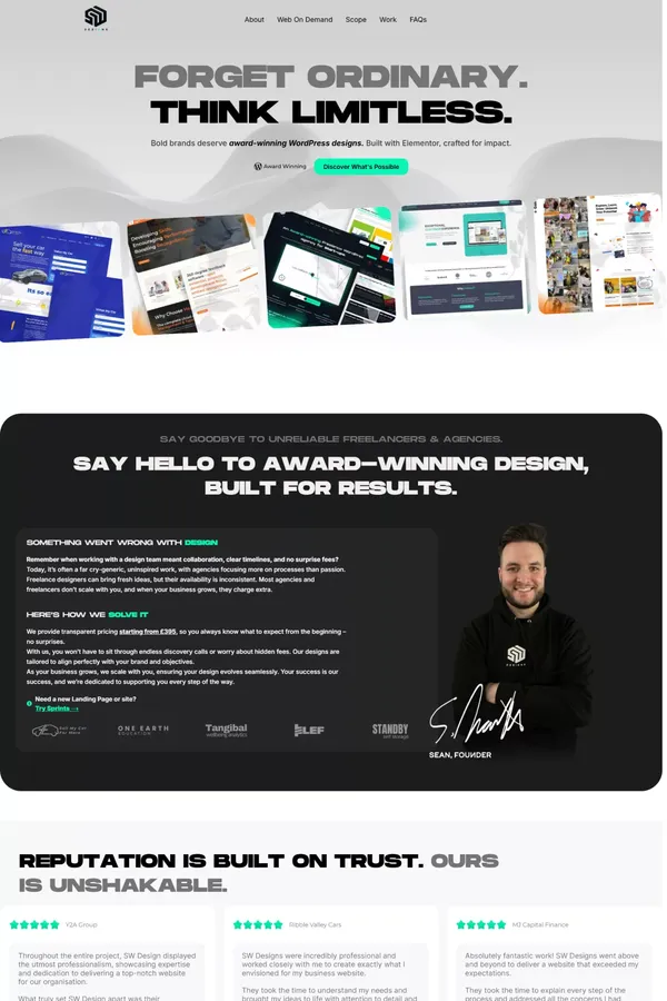 SW Designs - Award Winning WordPress Designs - Landing design inspiration