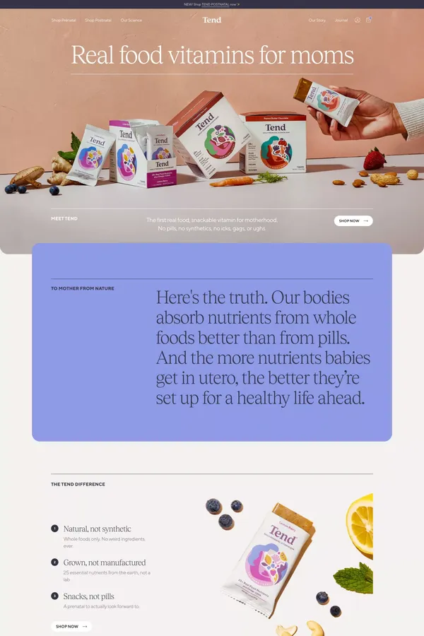 Tend Prenatal - Landing design inspiration