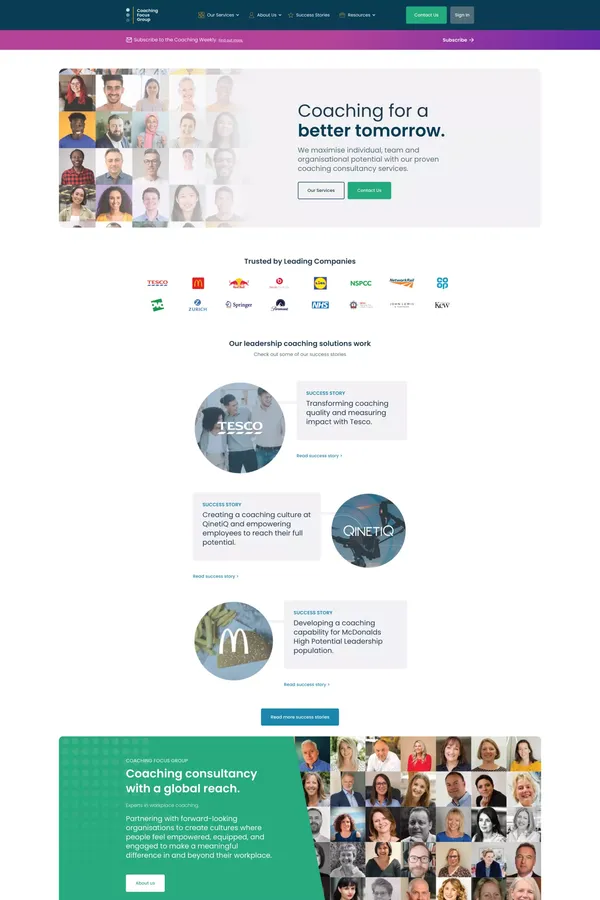 Coaching Focus Group - Empowering Success Through Coaching - Landing design inspiration