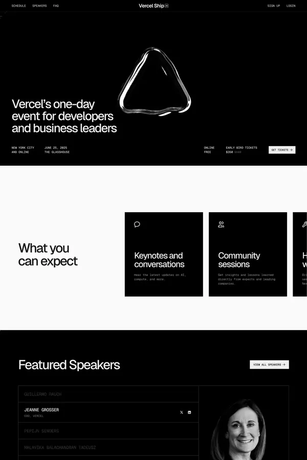 Vercel Ship - Landing design inspiration