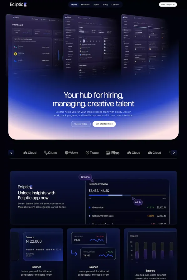 Ecliptic - Webflow HTML website template - Template design inspiration