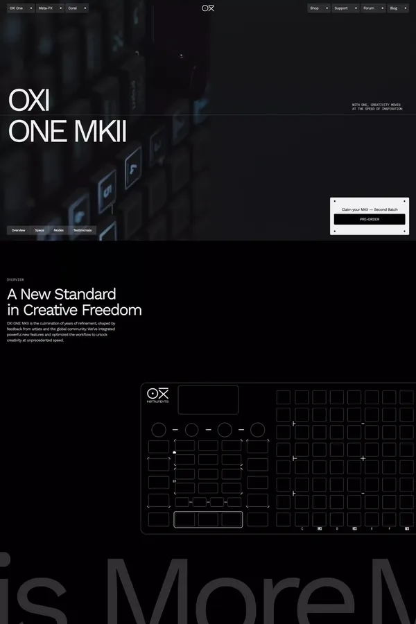 OXI ONE MKII — Creativity at the Speed of Inspiration - Landing design inspiration