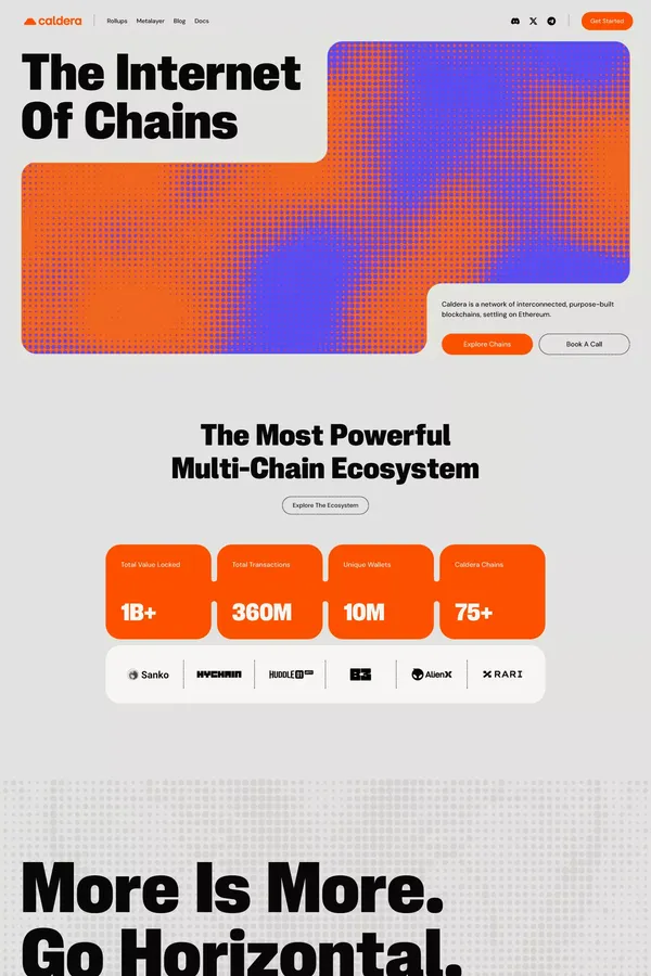 Caldera - The Internet of Chains - Landing design inspiration
