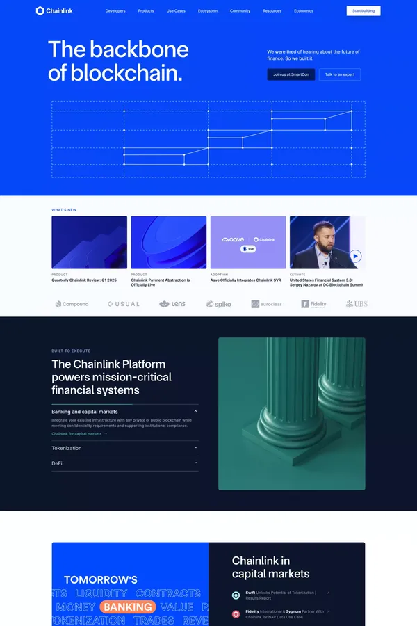 Chainlink: The backbone of blockchain. - Landing design inspiration