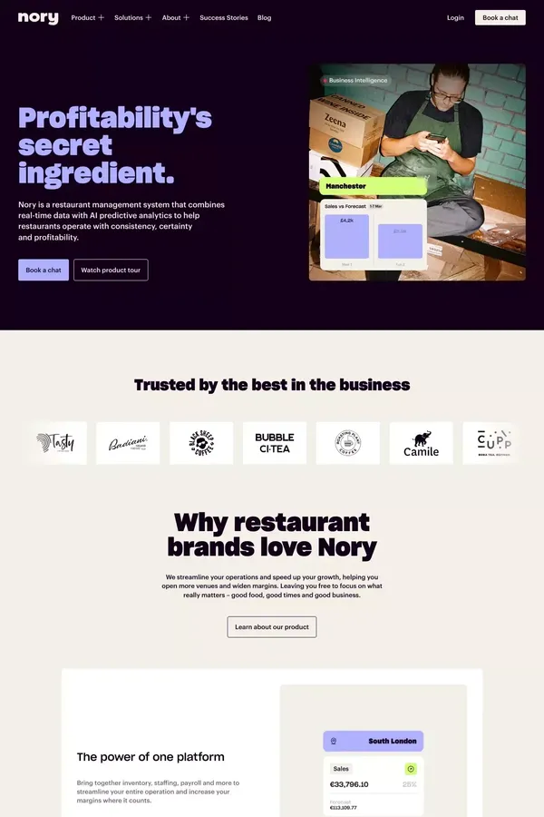 Nory — AI-Driven Restaurant Management Software - Landing design inspiration