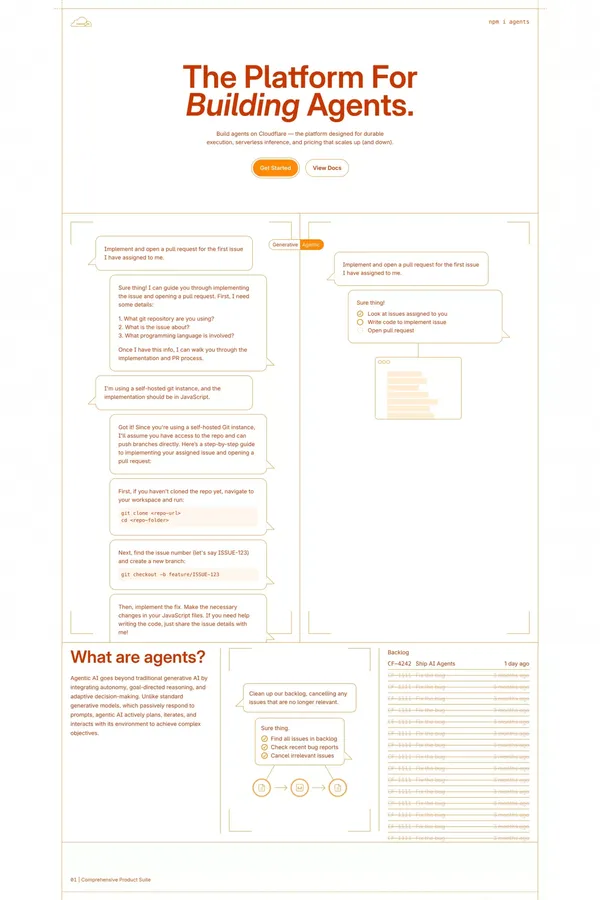 Cloudflare Agents - Landing design inspiration