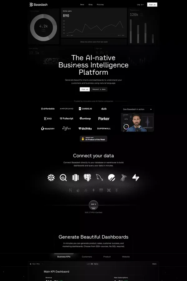 Basedash | The AI-native Business Intelligence Platform - Landing design inspiration
