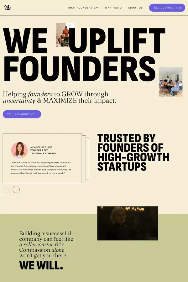 Uplift Founders - Coaching & Mentoring for Startups - Landing design inspiration