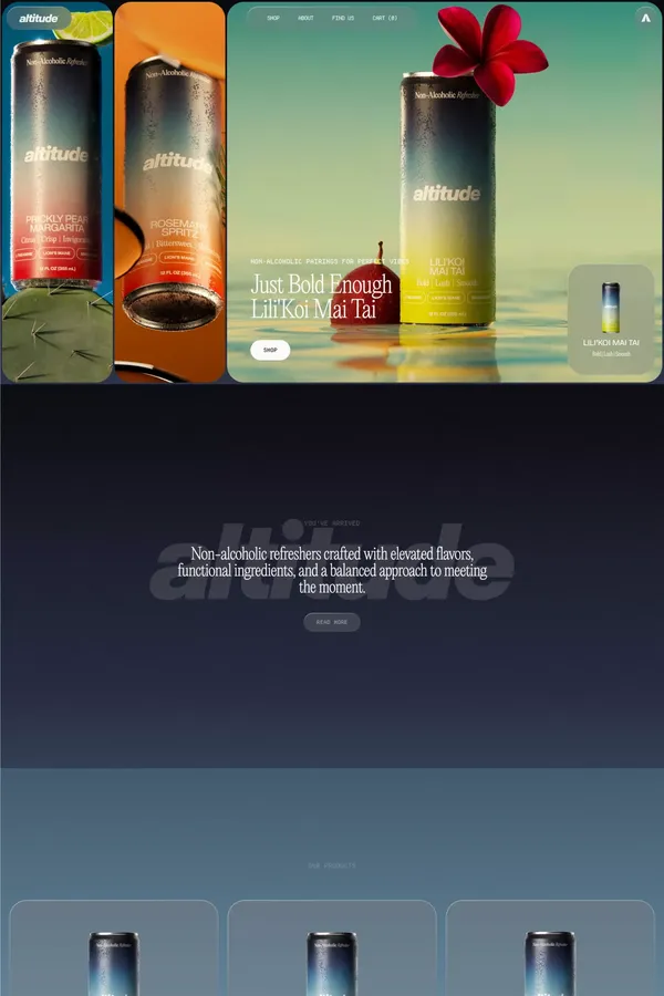Altitude Beverages | Premium Non-Alcoholic Drinks with Functional Ingredients - Ecommerce design inspiration