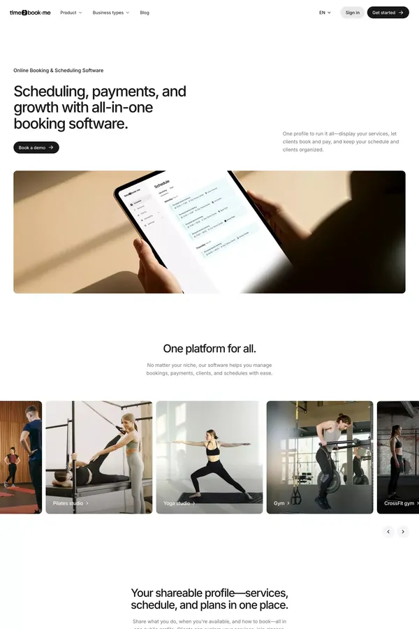 Online Appointment Scheduling Software — time2book·me - Landing design inspiration