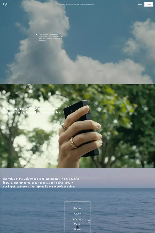 The Light Phone - Landing design inspiration