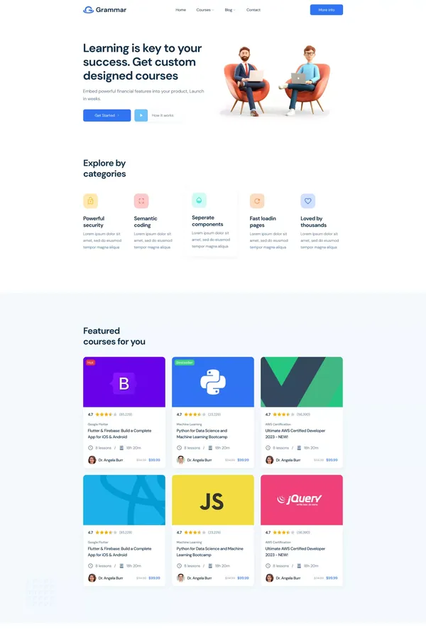 Grammar Pro NextJS Website Template for E-Learning & EdTech Platforms