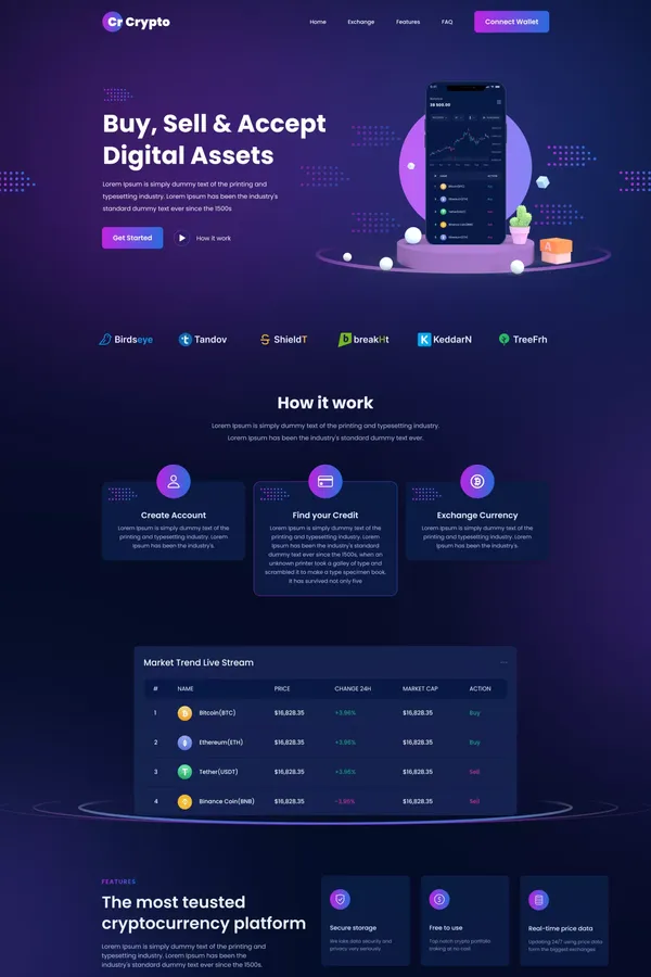Crypto Free NextJs Landing Page Template with Tailwind CSS