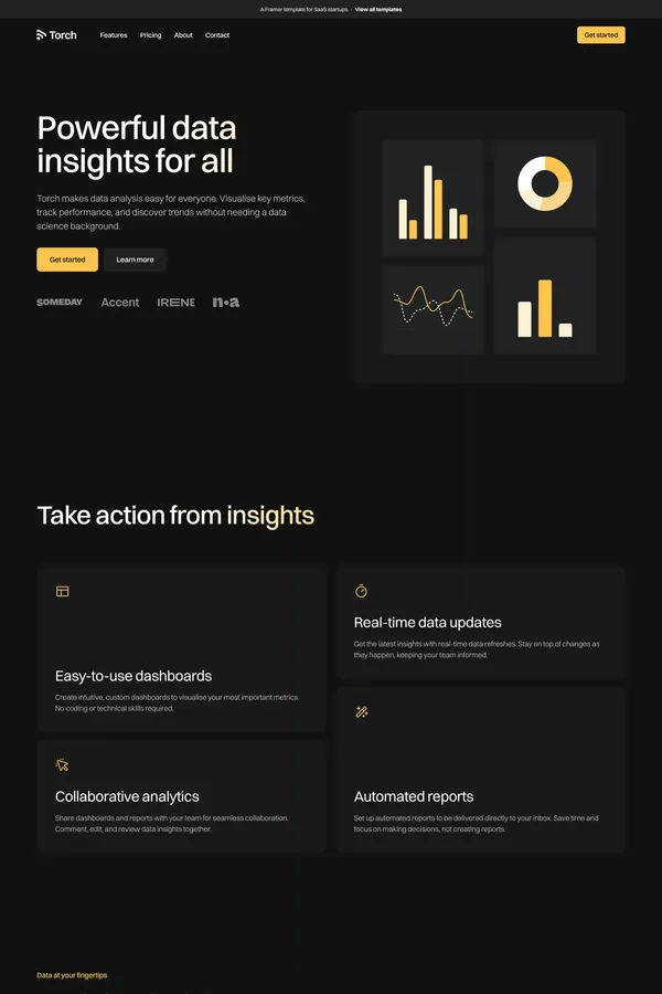 Torch - Framer SaaS Template - Template design inspiration