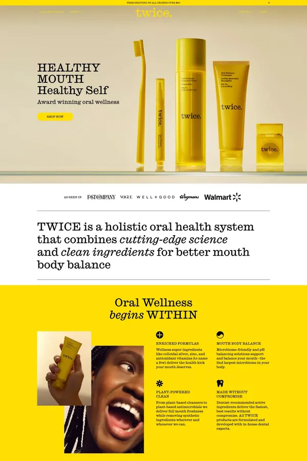 Twice | Toothpaste, Mouthwash & Oral Wellness Products						| Twice Twice LLC - Ecommerce design inspiration