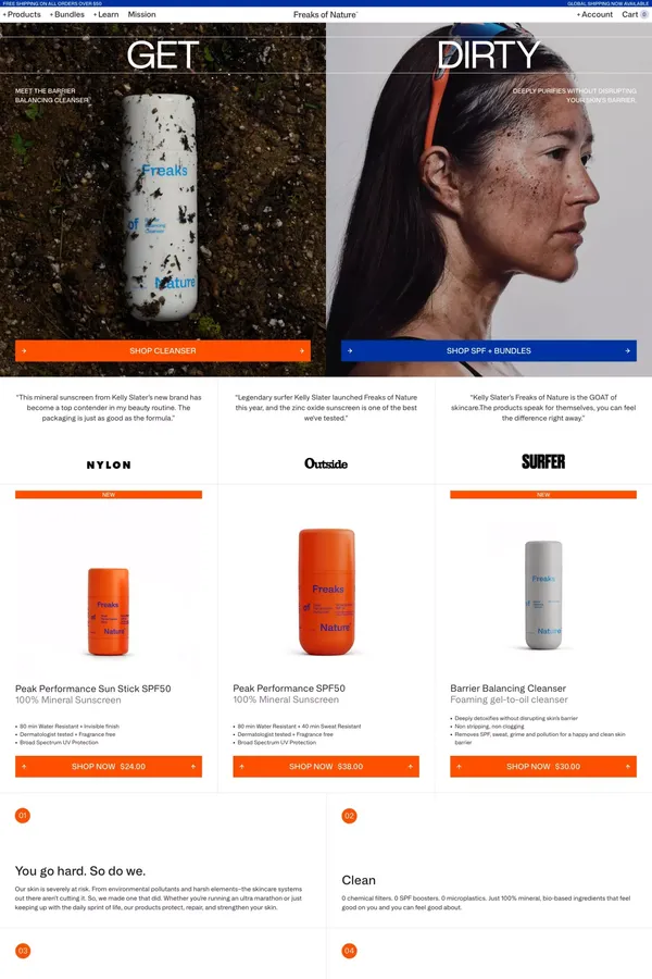Freaks of Nature - Ecommerce design inspiration