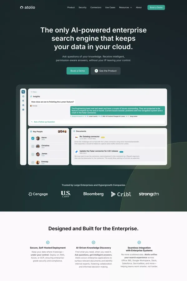 Atolio | AI-Powered Enterprise Search - Landing design inspiration
