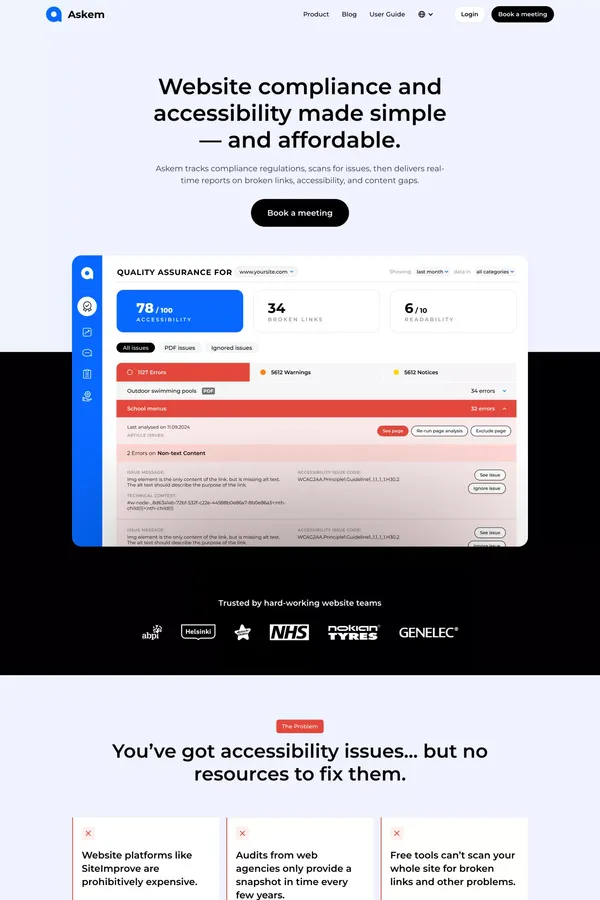 Askem — Website compliance and accessibility made simple — and affordable. - Landing design inspiration