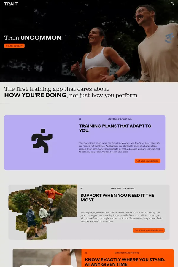 Trait. Train uncommon. - Landing design inspiration