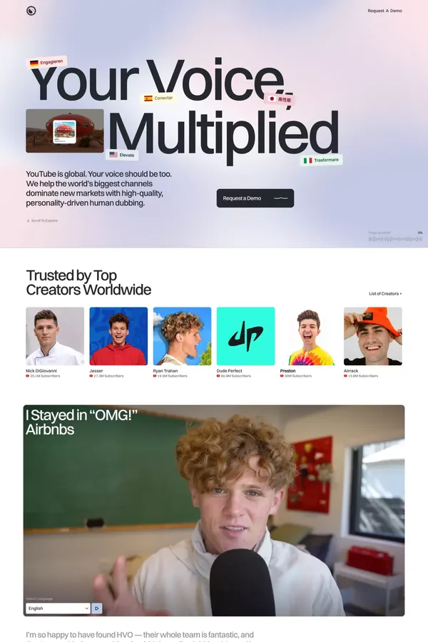Human Voice Over - YouTube Dubbing Services - Landing design inspiration