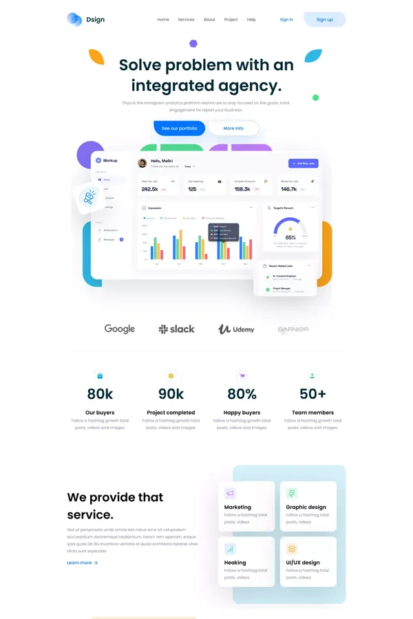 DSIGN Free NextJs Landing Page Template for Design Agencies - Landing design inspiration