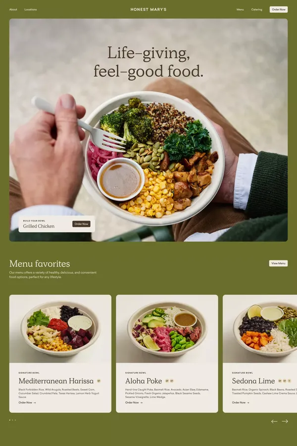 Honest Mary's - Landing design inspiration