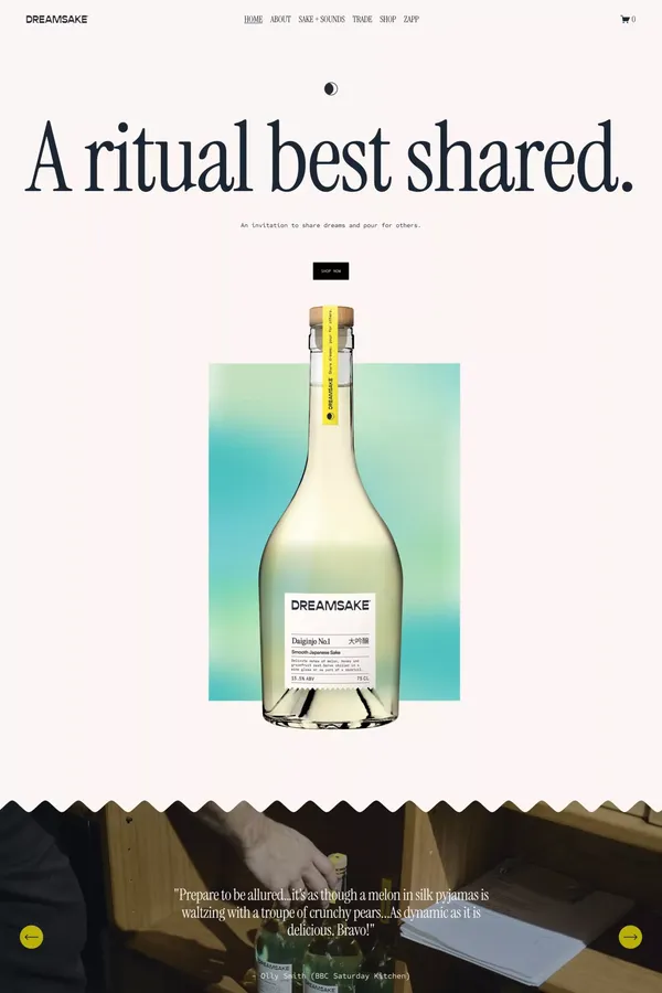 DREAMSAKE® Smooth Japanese Sake - Landing design inspiration