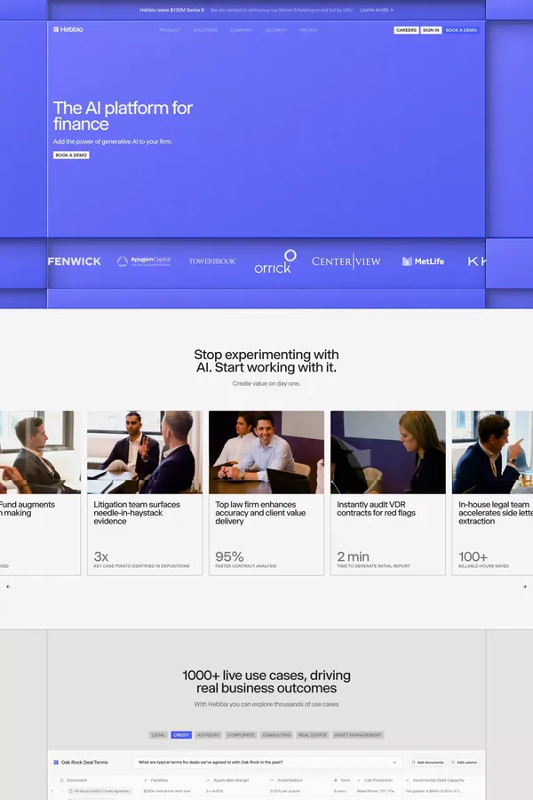 Hebbia - Landing design inspiration