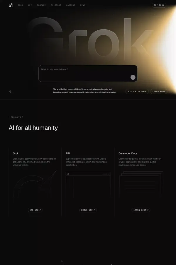 xAI: Welcome - Landing design inspiration