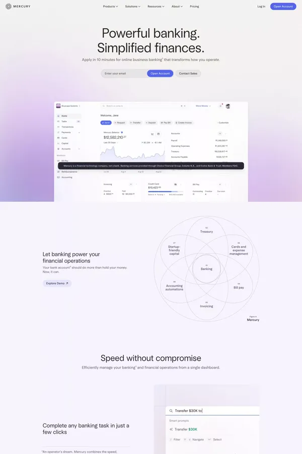Online Business Banking For Startups & Small Businesses | Financial Workflows - Landing design inspiration