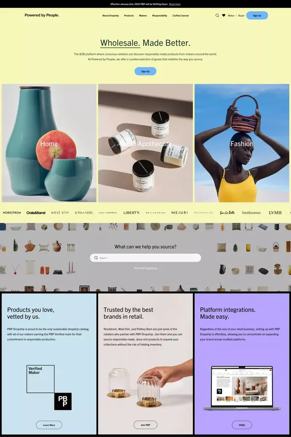 Powered by People | Sustainable Dropship Catalogue - Landing design inspiration