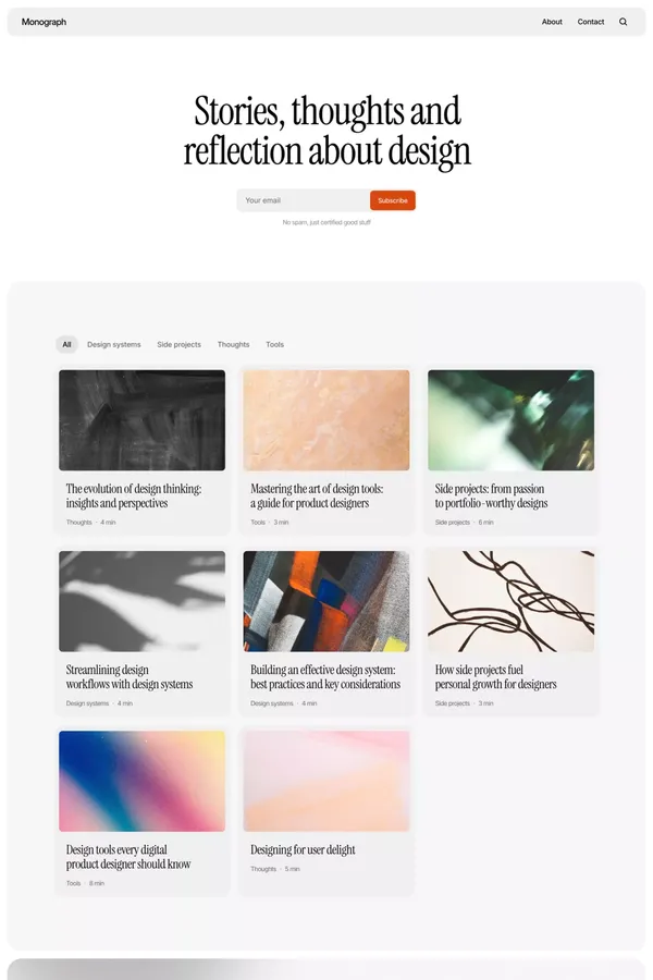 Monograph - Blog Template for Framer - Template design inspiration